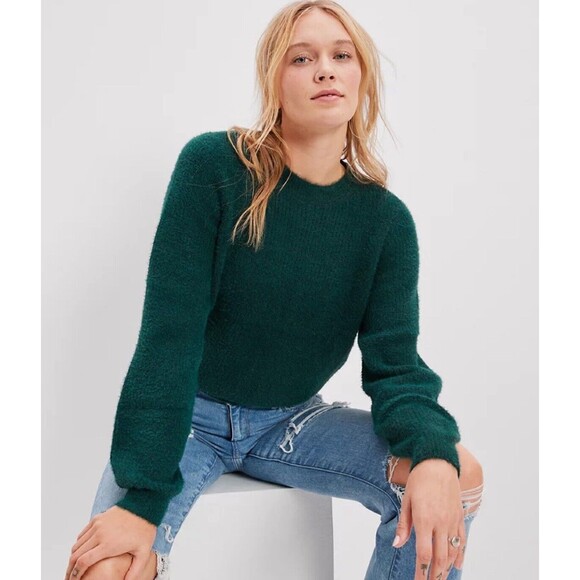 American Eagle Backless Bow Sweater Dark Green Size XXS NWT!! - Picture 1 of 6